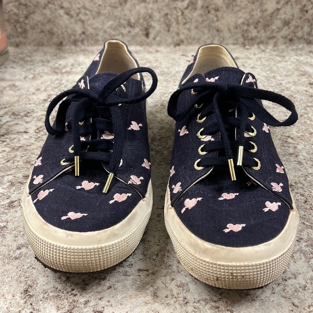 Superga navy heart sneakers